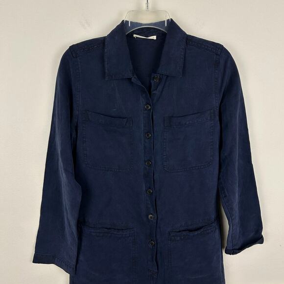Marine Layer Linen Blend Long Sleeve Dark Blue Jumpsuit S - Picture 3 of 6